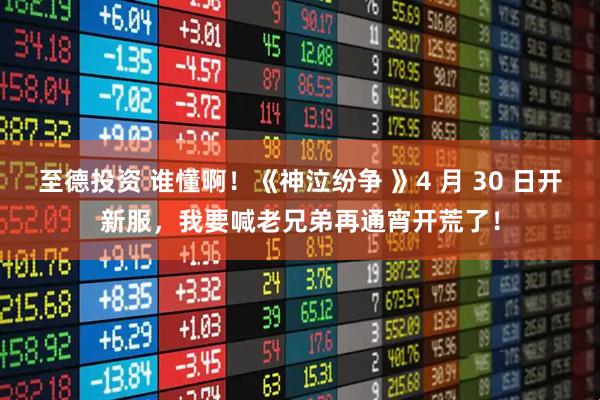 至德投资 谁懂啊！《神泣纷争 》4 月 30 日开新服，我要喊老兄弟再通宵开荒了！