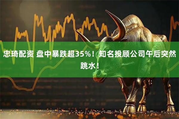忠琦配资 盘中暴跌超35%！知名投顾公司午后突然跳水！