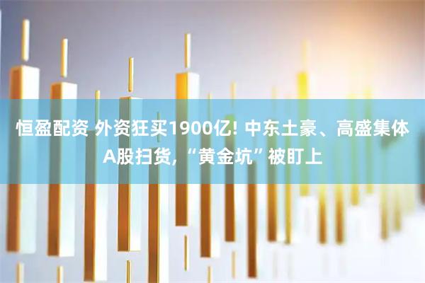 恒盈配资 外资狂买1900亿! 中东土豪、高盛集体A股扫货, “黄金坑”被盯上